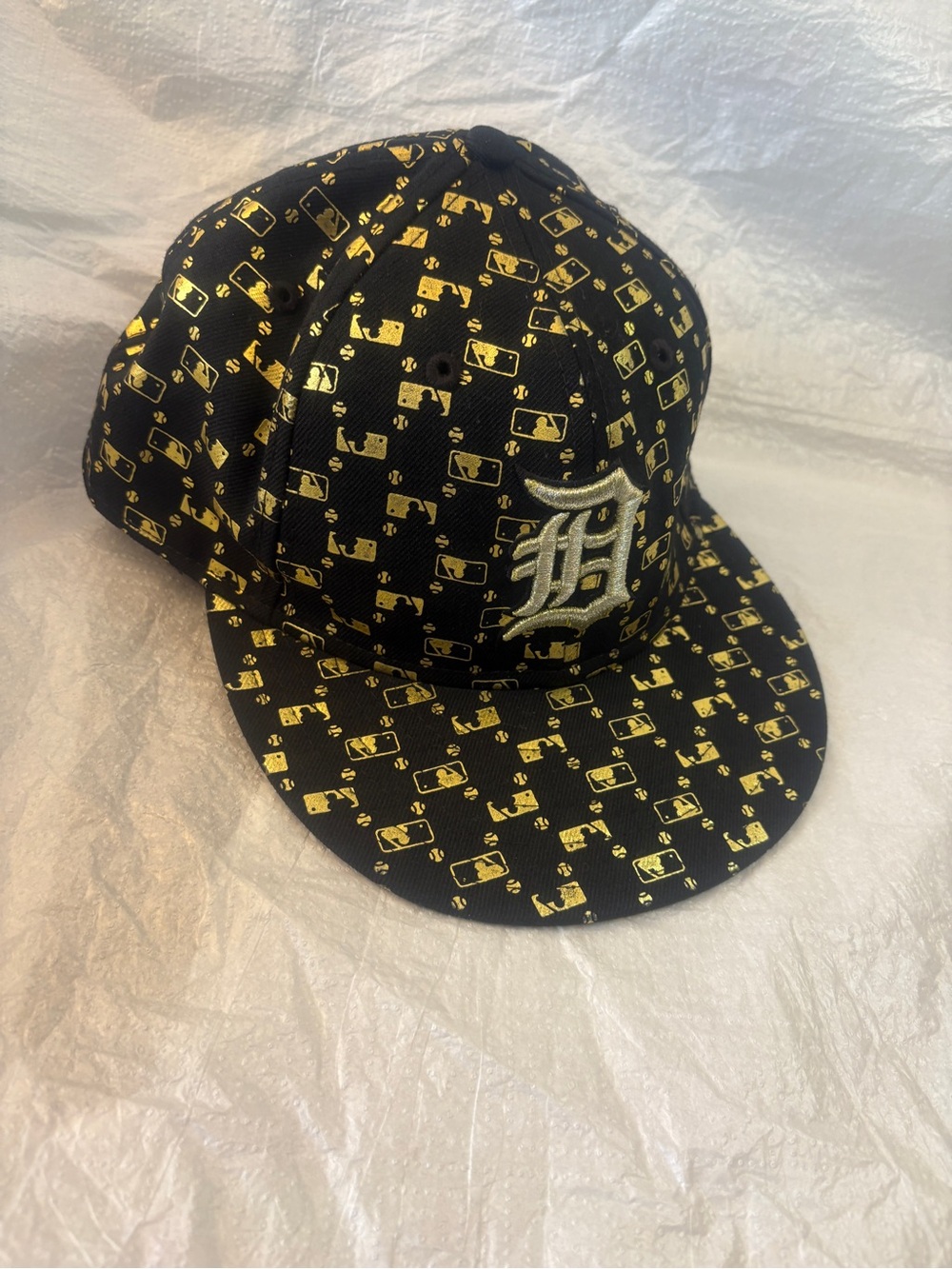 Detroit D Pattern Kids Cap in Black & Gold